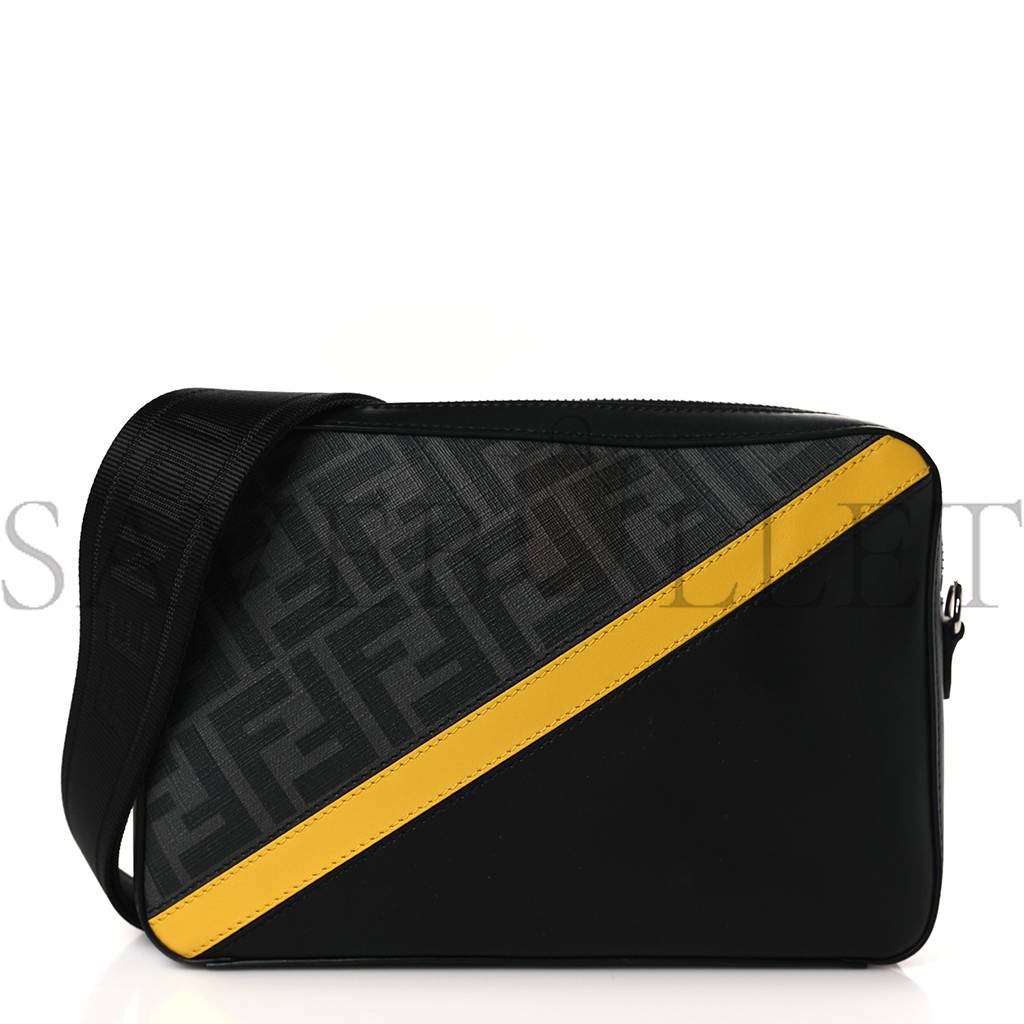 F**di glazed fabric vitello liberty ff 1974 diagonal medium camera case black sunflower (23*15*4cm)