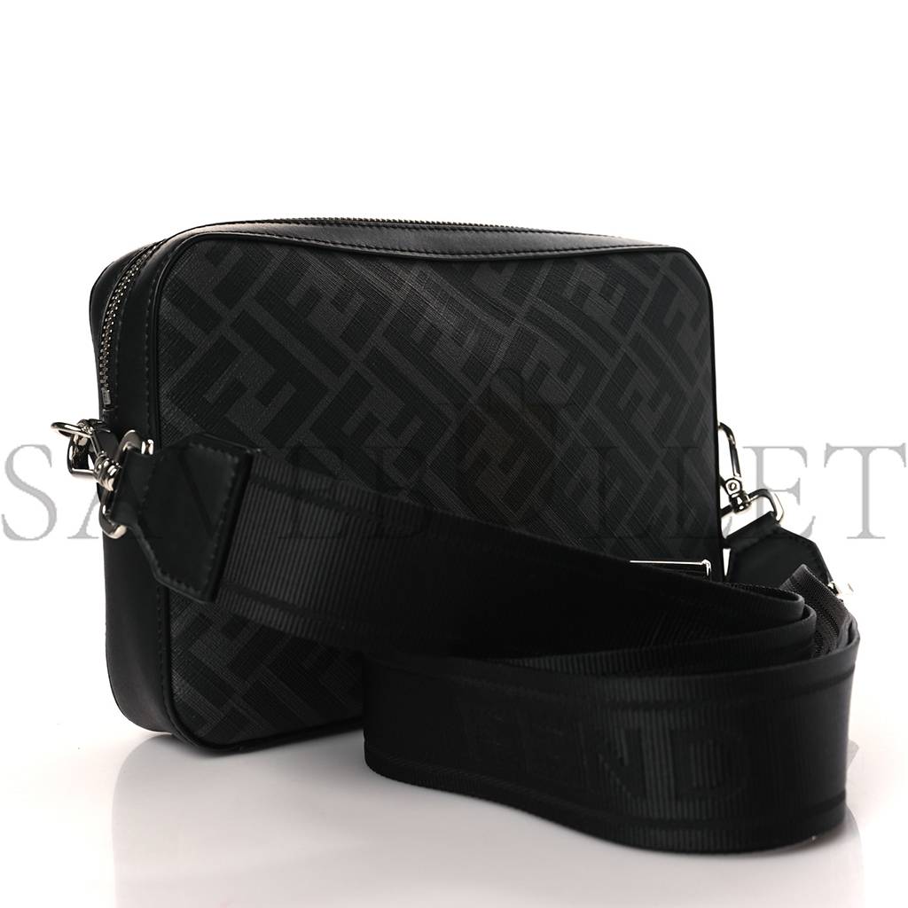 F**di glazed fabric vitello liberty ff 1974 diagonal medium camera case black sunflower (23*15*4cm)