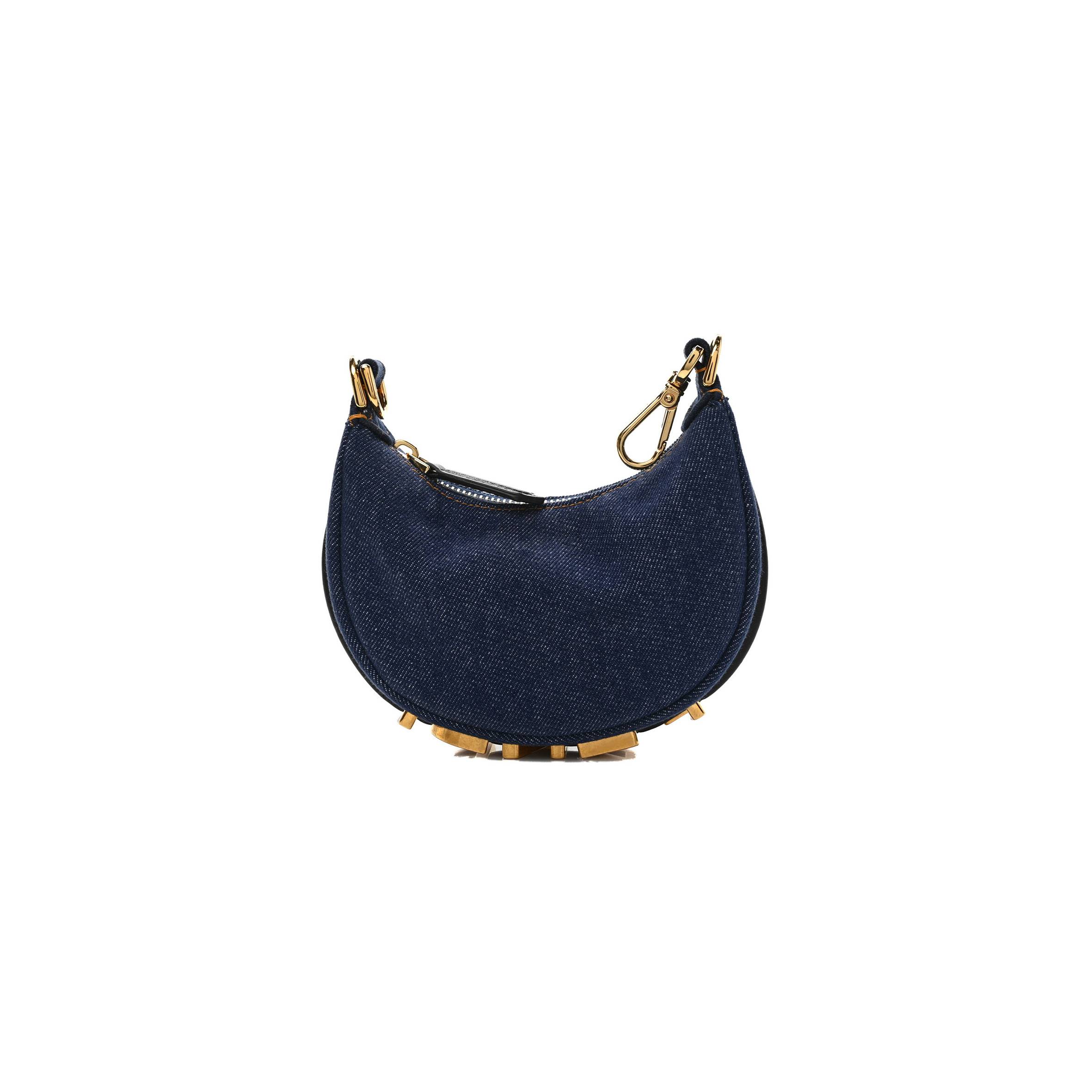 f**di De*1m shiny nappa nano f**digraphy hobo charm blue moro (16*10*5cm)