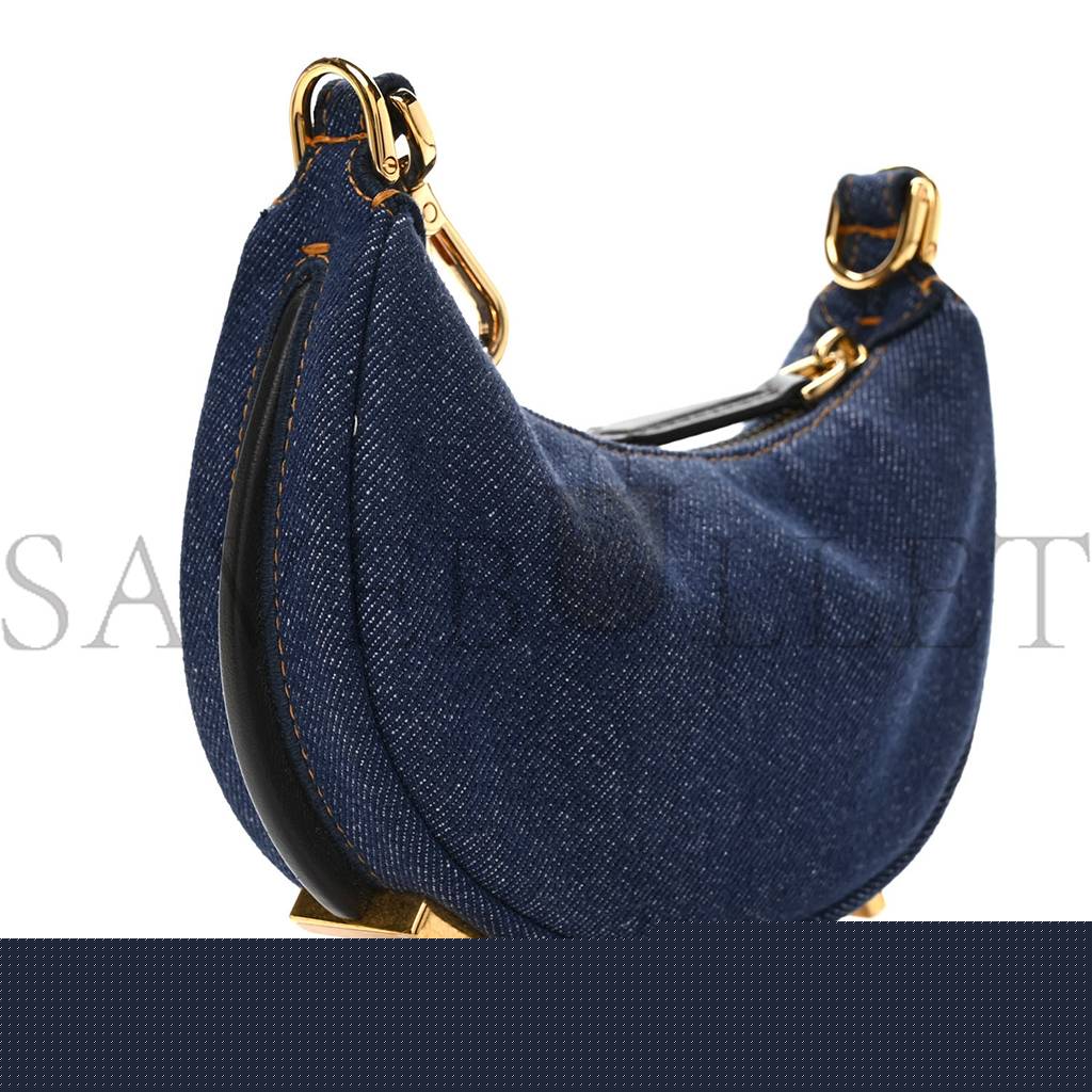 f**di De*1m shiny nappa nano f**digraphy hobo charm blue moro (16*10*5cm)