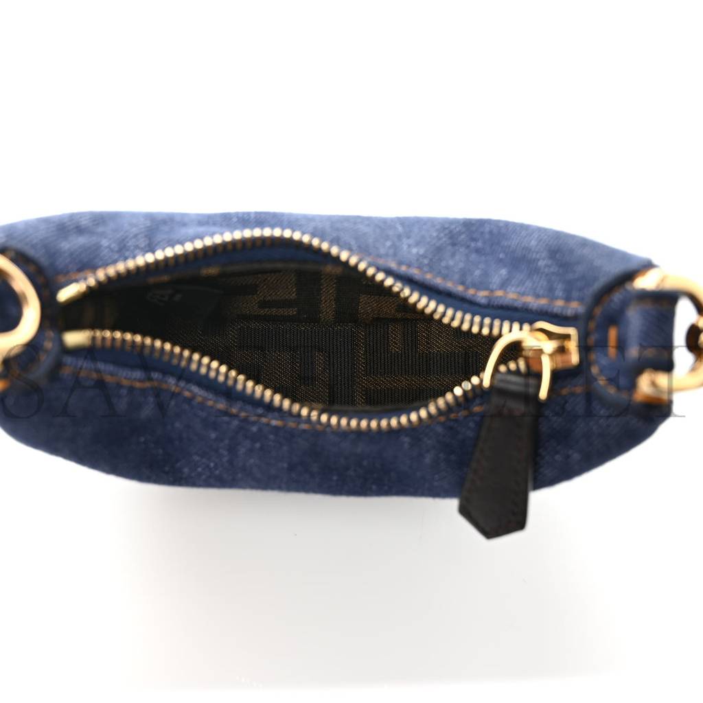 f**di De*1m shiny nappa nano f**digraphy hobo charm blue moro (16*10*5cm)