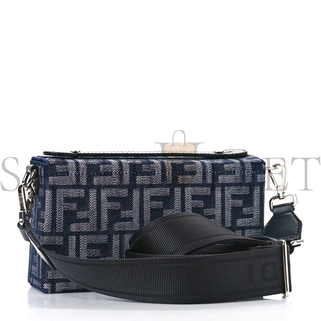 f**di fabric jacquard reactive jean De*1m vitello cover ff baguette soft trunk blue black (21*12*6cm)