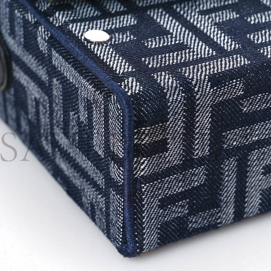 f**di fabric jacquard reactive jean De*1m vitello cover ff baguette soft trunk blue black (21*12*6cm)