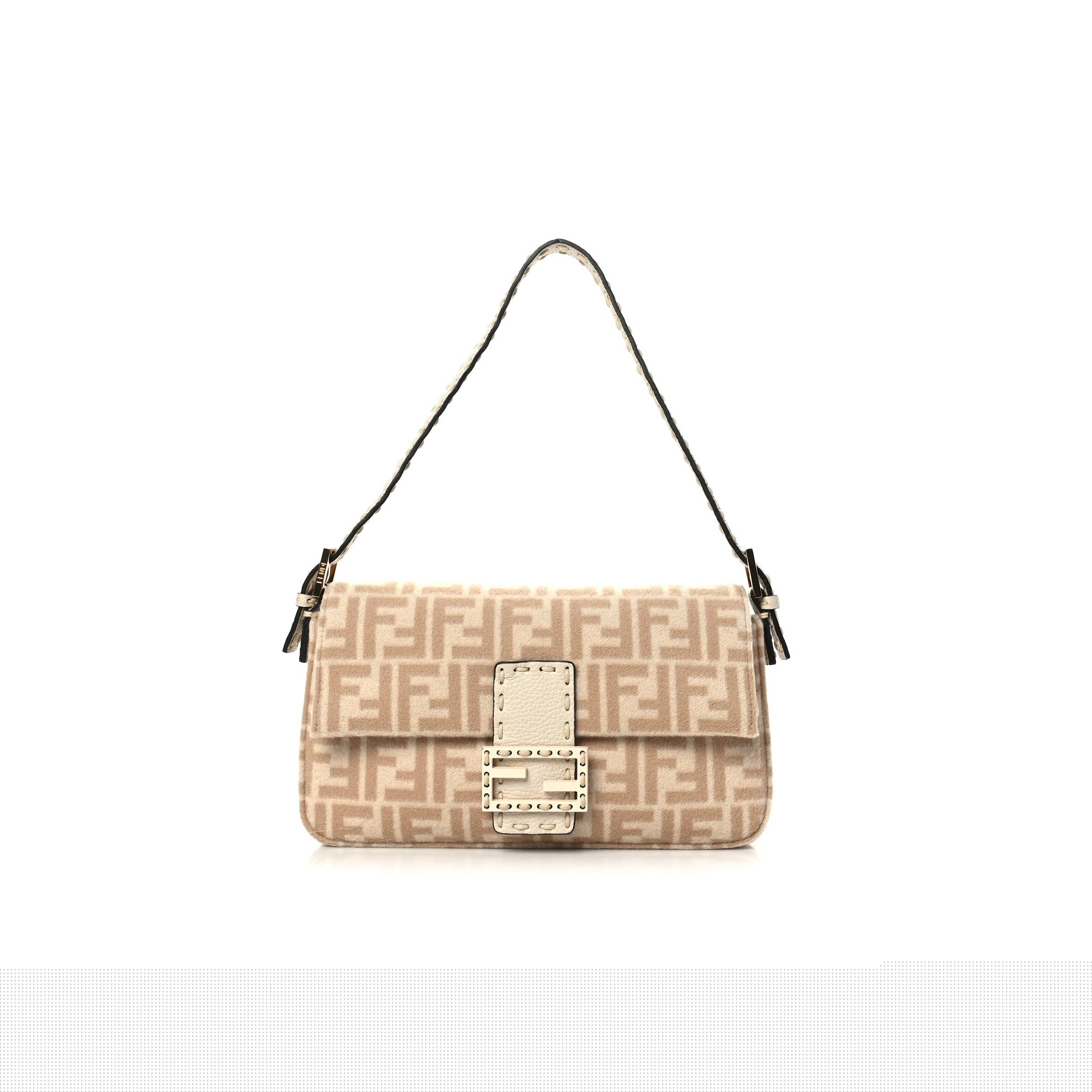 F**di wool cuoio romano selleria ff 1974 baguette 1997 beige cammello camelia (27*15*6cm)