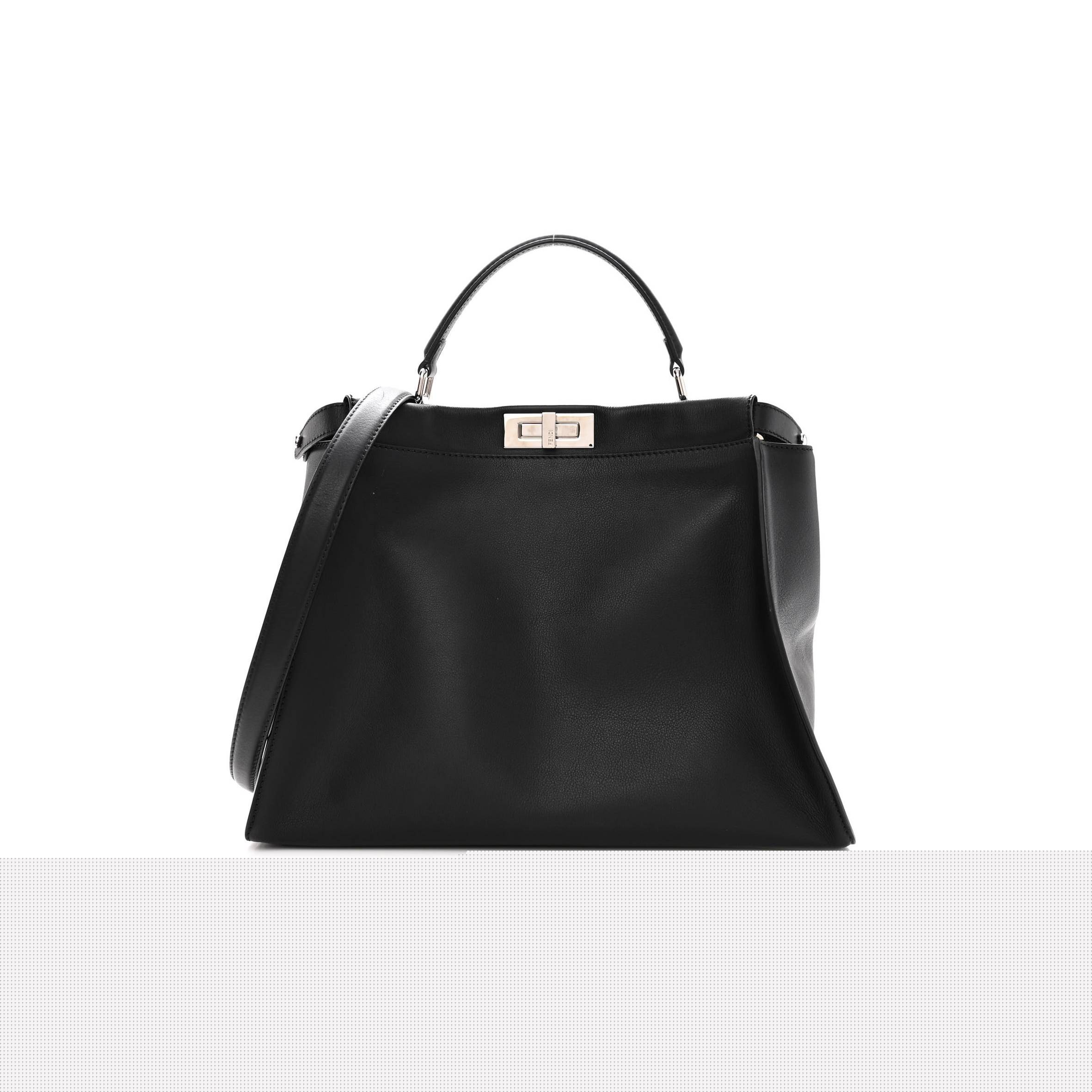 f**di vitello D01ce marmol patent crocodile trapuntata large peekaboo iconic satchel black fumo (39*30*17cm)
