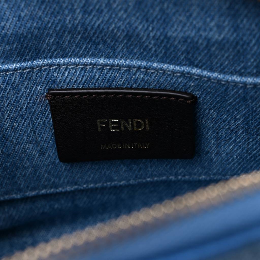 f**di De*1m vitello king plexiglass logo embroidered mini by the way top handle boston bag light blue (18*10*9cm)